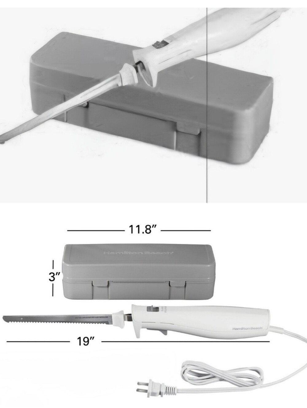 Hamilton Beach Electric Carving Knife Model 74250 Stainless Steel Blades Case